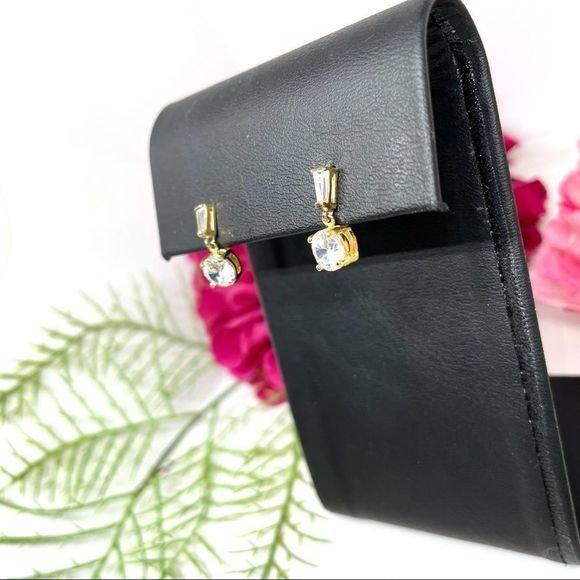 VINTAGE⚜️14K STERLING SILVER Cubic Zirconia Dangly Earrings - Picture 6 of 11